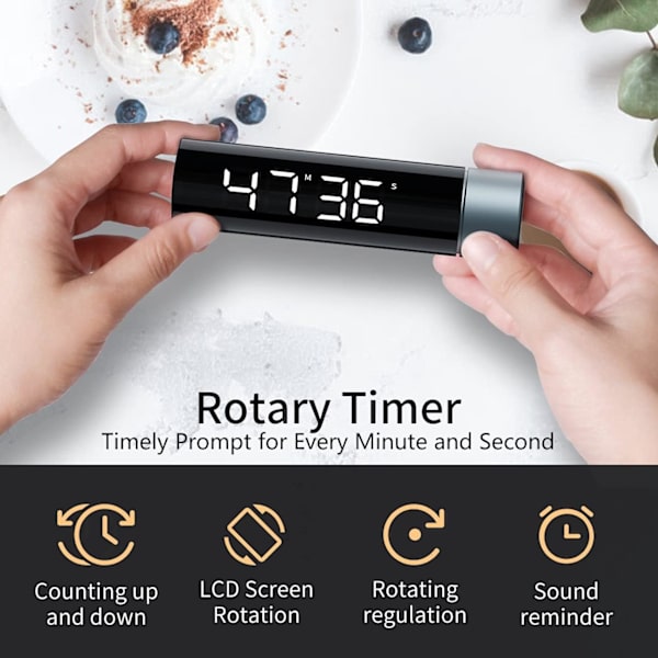 Magnetisk Køkken Timer Magnetisk Digital Køkken Nedtællingstimer rund timer svart