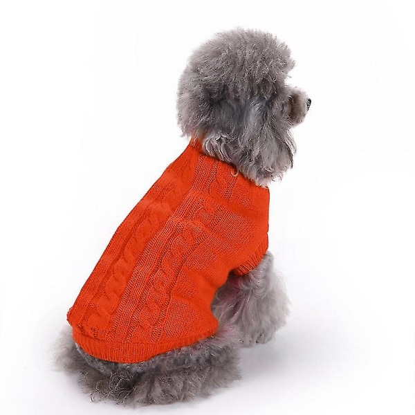Pet Sweater, Turtleneck Knit Jumper Hundtröja Varm kappa Söt valp Kattkläder Orange s