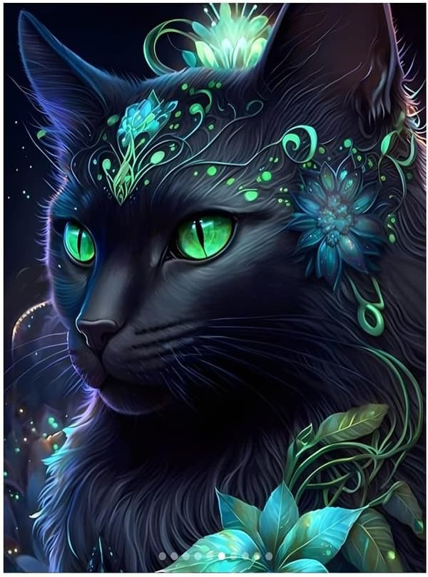 DIY Diamantmaling, Diamantkunstmaleri Svart Katt Sett