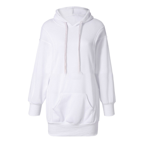Dam lös tröja T-shirt med luvtröja för dam White,3XL