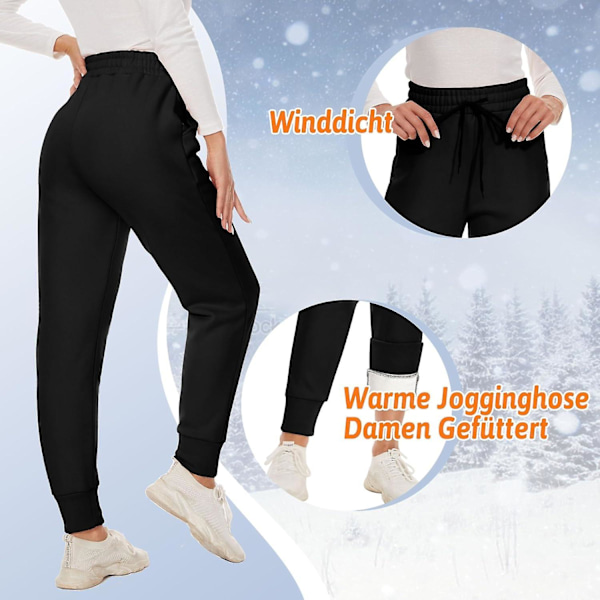 Lämpimät naisten collegehousut, vuoratut, 2 taskua, kiristysnyöri, talvifleece korkea vyötärö, pitkät urheiluleggingsit, treenihousut, vapaa-ajan housut, S beige qd beige XL