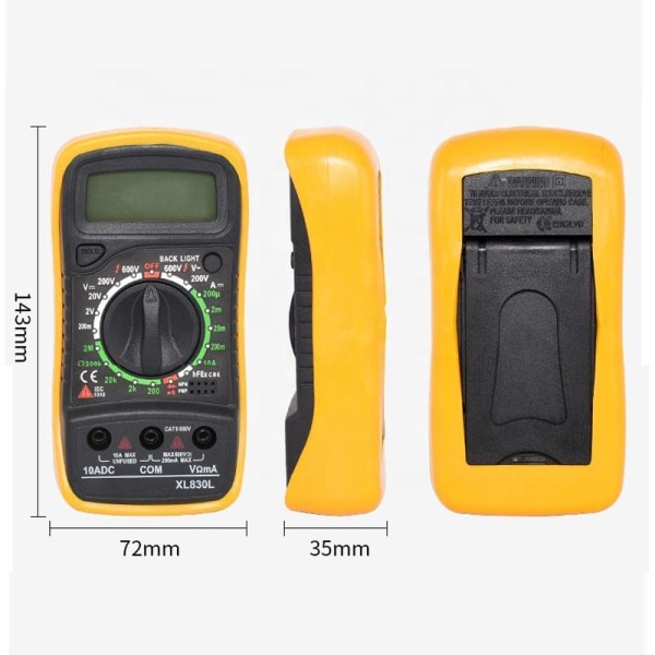 Digital Multimeter DC AC Voltmeter, Ohm Volt Amp Test Meter, Elektrisk Tester Ohmmeter med diode og kontinuitetsdetektor