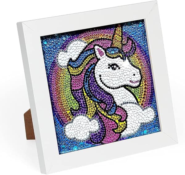 Diamantmaleri for barn Unicorn (blå), Unicorn DIY maling for