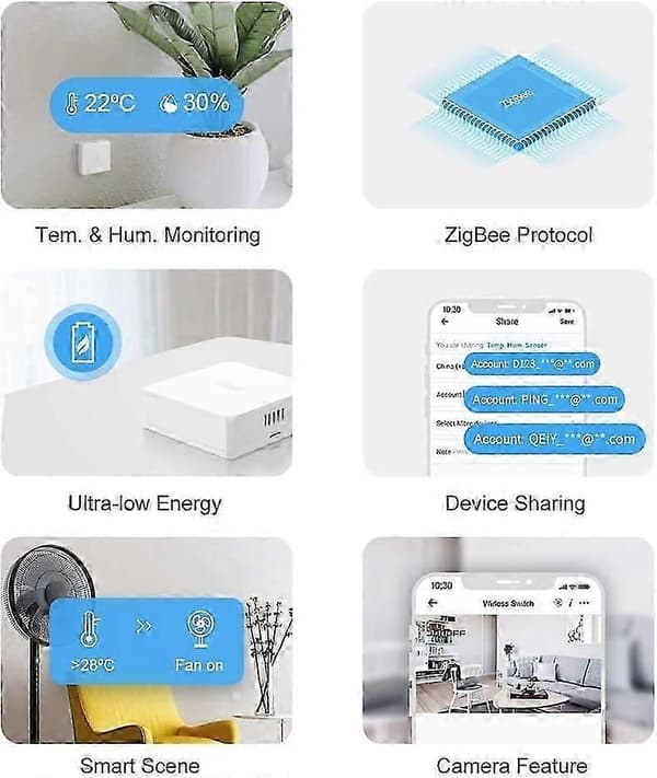 SONOFF SNZB-02 Mini ZigBee Temperatur- og Fugtighedssensor, SONOFF ZigBee Bridge påkrævet, Kompatibel