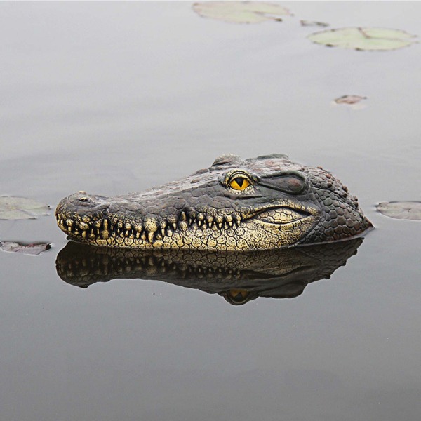 Flytande för krokodil för huvudet Vatten lockbete Simulering Realistisk Alligator Damm Pool Trädgård Konstdekoration