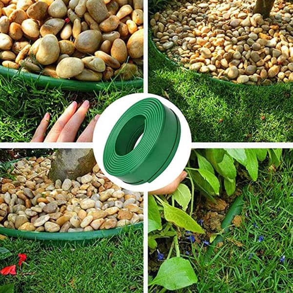Fleksibel hagekanting i plast for planting av grenser