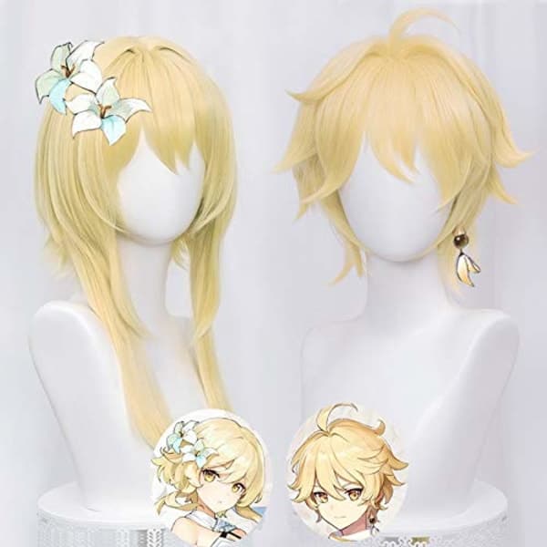 Golden Braid Cosplay Peruk för Game Genshin Impact