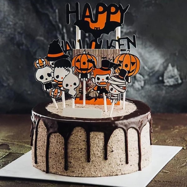 21ST Halloween Cake Toppers Set för tårtor och muffins