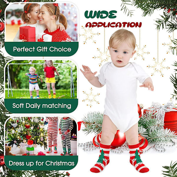 Par jul Toddler Barn Toffelstrumpor Jultomte Snögubbe Barnstrumpor Mjuka Varma Julklappsstrumpor Unisex bomullsstrumpor Julklapp till