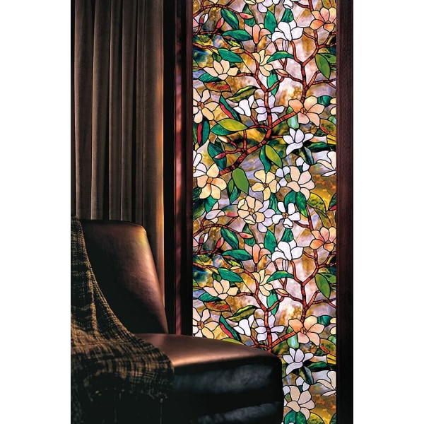 PVC Magnolia Static Glass Sticker (45*200cm), Glueless Window Fil