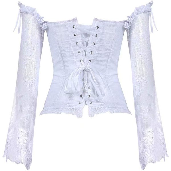 Korsetter för kvinnor Overbust Bustier Top Gothic Sexy Shoulder 8127white M