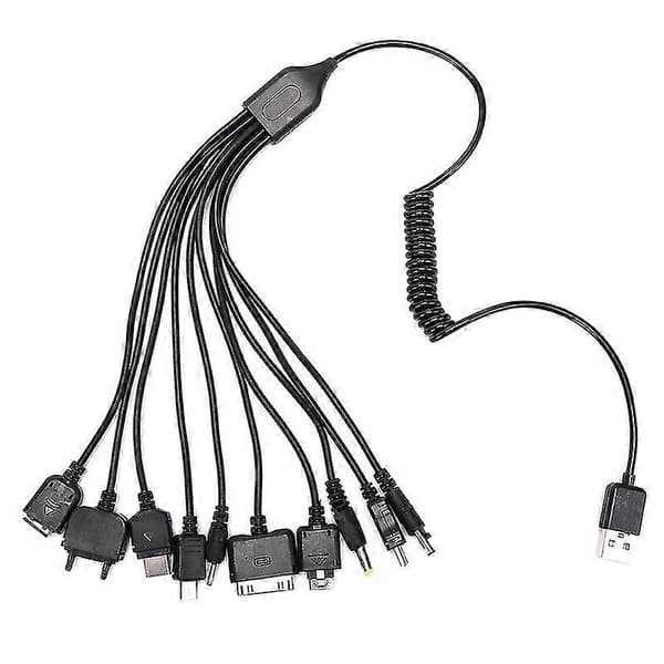 Universell 10-i-1 multifunksjons mobiltelefon spill USB-ladekabel lader