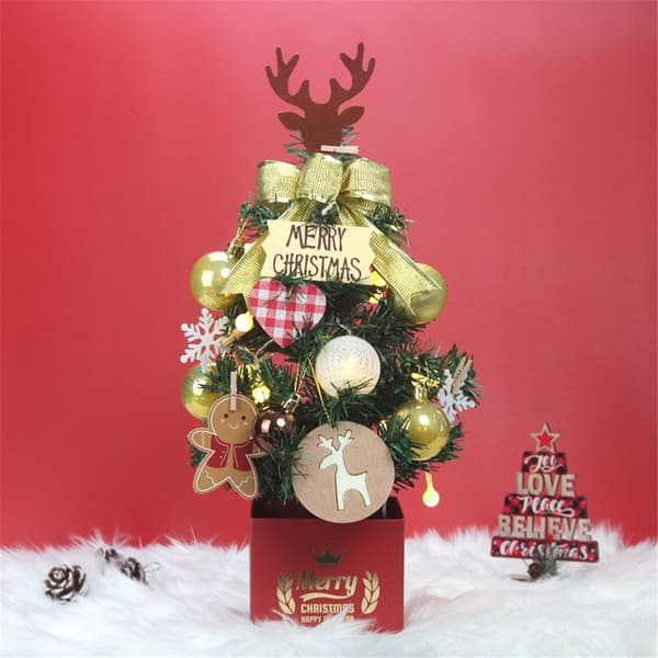 5cm LED Juletre Sett Mini Bord Xmas Tree