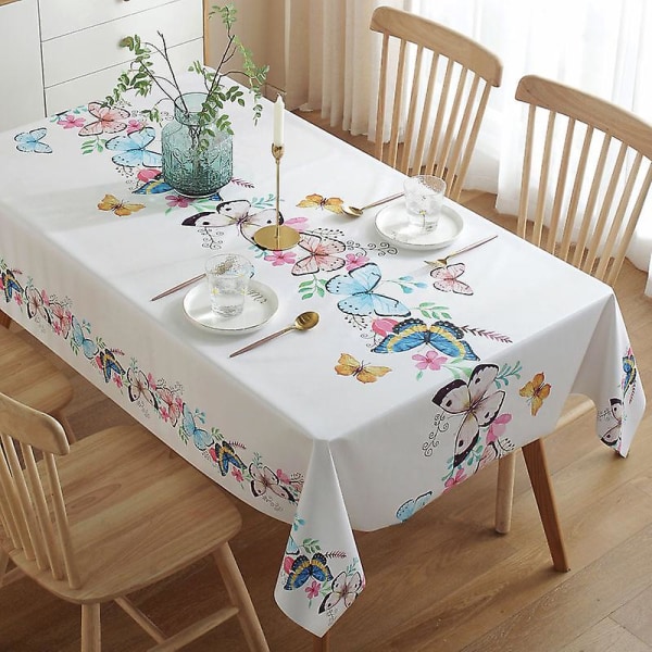 90*140 cm bordsduk Plastduk avtorkbar pvc-torkning Vattentät cover（Fjäril）