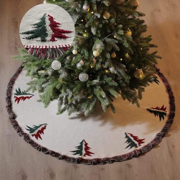 Stor julgranskjol, 122cm kraftig ull 3D stickad träd
