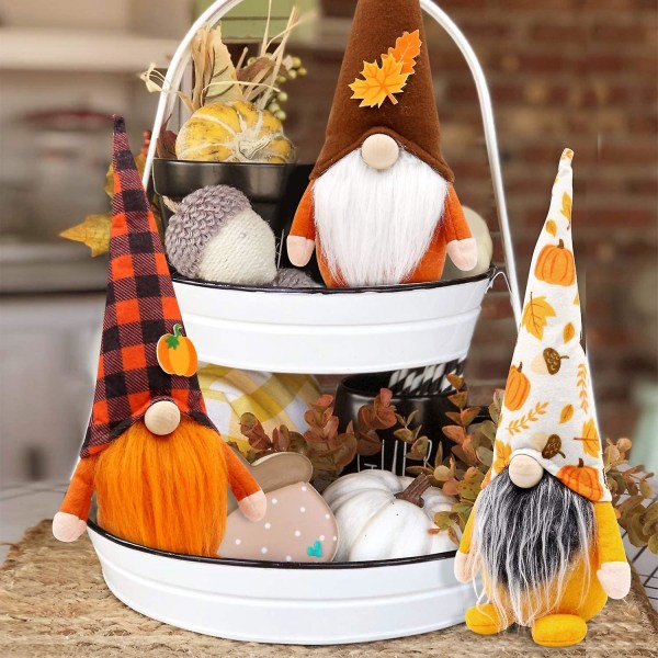 3 stycken Thanksgiving Gnomes Plyschdekor, Thanksgiving Plysch Elf Doll