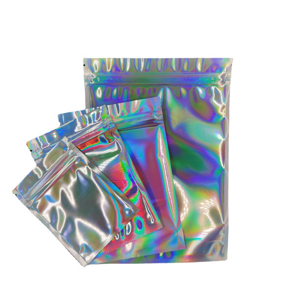 100 stk. Luktsikre poser Holografiske emballageposer Store