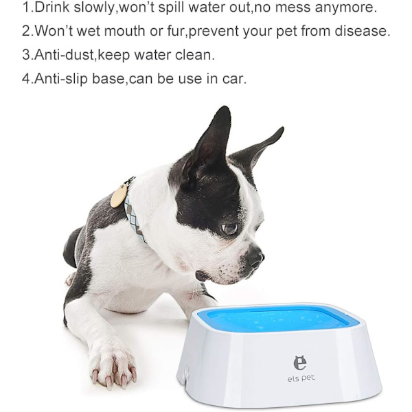 Floating Water Bowl Slow Water Dispenser Inget spill Anti-Overfl