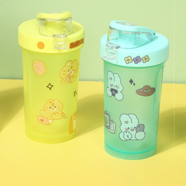 300 ml Sports Shaker Multifunktionell Milk Shake Cup Outdoor Sports Cup Green Lid White Cup 301-400ml