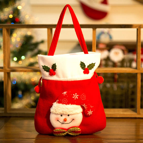 Julklappspåse Xmas godishållare påse Dragsko påse Party Favors Package Tote null - Christmas snowman