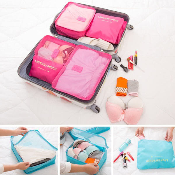 6-pack resväska Organizer Resekläder (rosa) rose