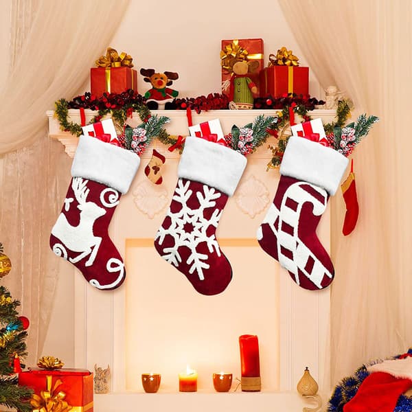 Nyår julstrumpa Xmas strumpor present godispåse för träd öppen spis null - 2
