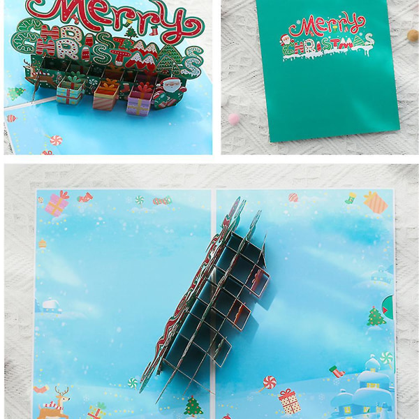 God Jul Pop Up-kort, 3d Popup Gratulasjonskort for jul