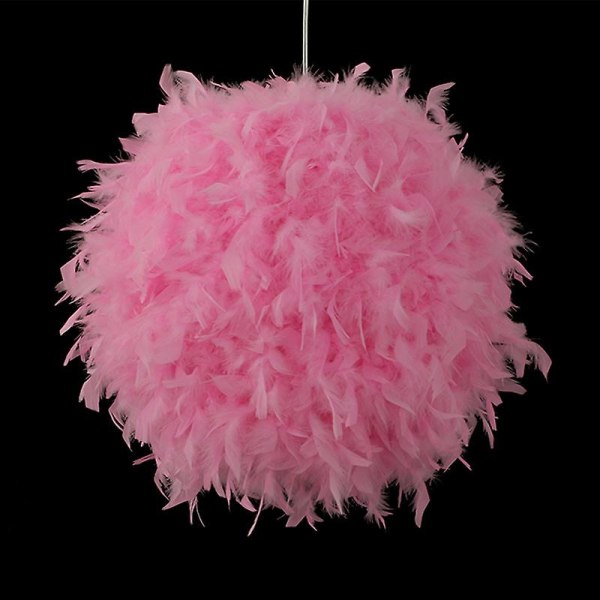 Fjærlampeskjerm for taklampe 30cm Lampeskjerm pink