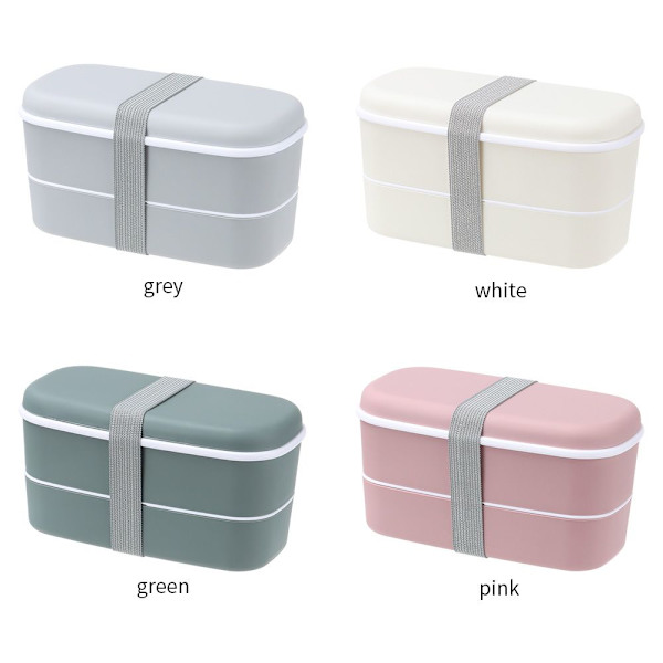 Dubbellager Bento Box Miljövänlig Lunchbox white