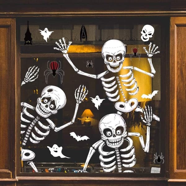 6 ark Halloween fönsterdekaler - Skeleton Ghost Dekaler