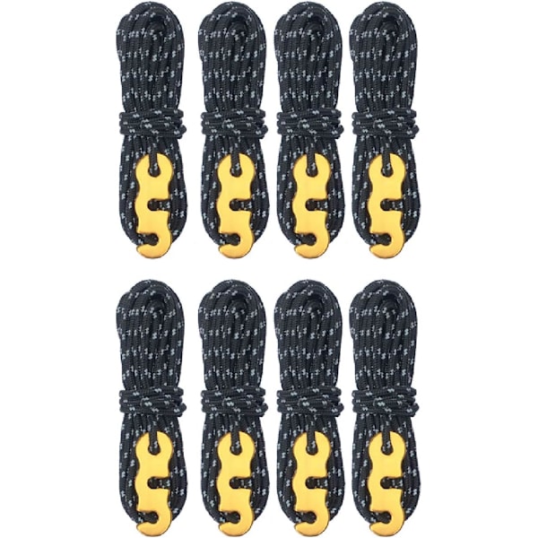 reflekterande höghållfast rep black 8PCS