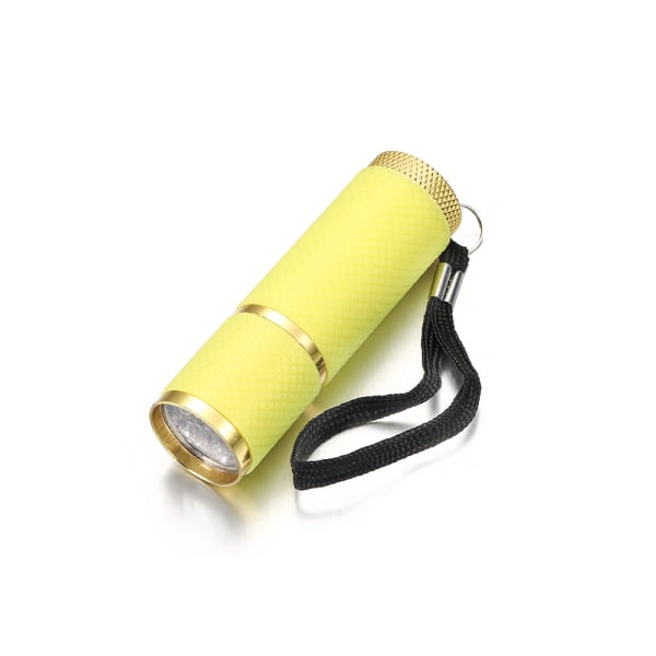 Liten ficklampa med 9 LED-ljus, bärbar lätt nageltork Yellow