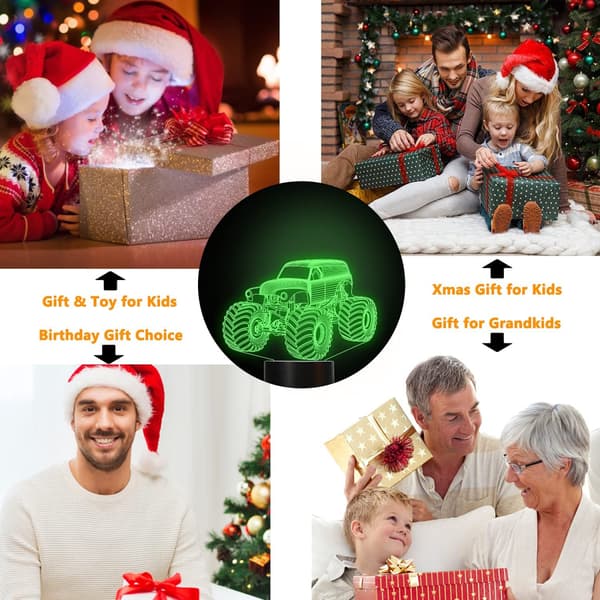 Off Road Vehicle 3D Lamp Night Light with Remote & Touch Co