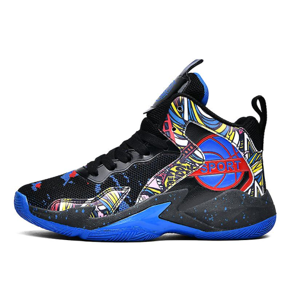 Børne Basketballsko Åndbare Sneakers Drenge Piger Sportssko Yj8768 Black 38