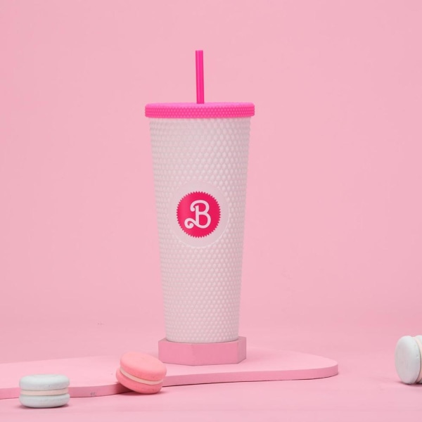 Barbie Dubbade Tumbler Mode Barbie Rosa Akryl Vattenkopp Wit pink one size