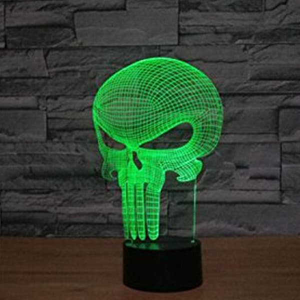 Punisher Skull 3D-modell Visual Optical Illusion 7 Color Chan