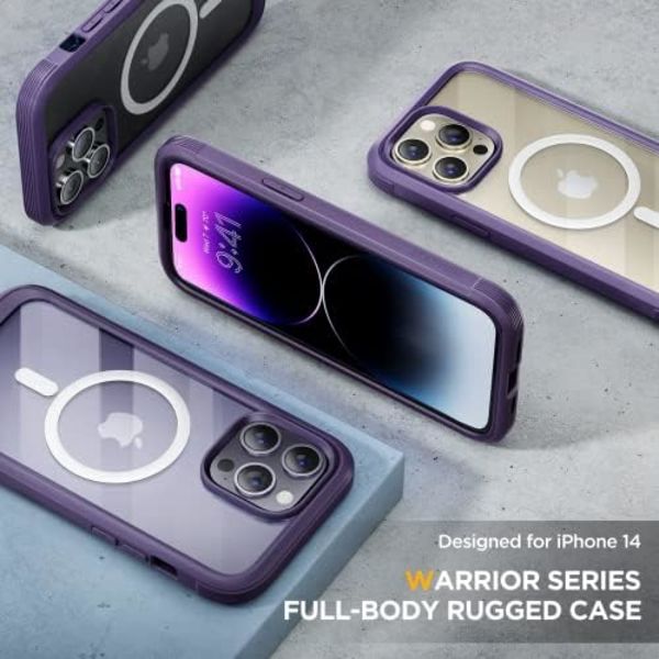 Miracase Glass Series Designad för iPhone 14 Pro Max Case 6,7 tum, [2023 Upgrade] Bumper Case med inbyggd 9H härdat glas Scr Noble Purple-B