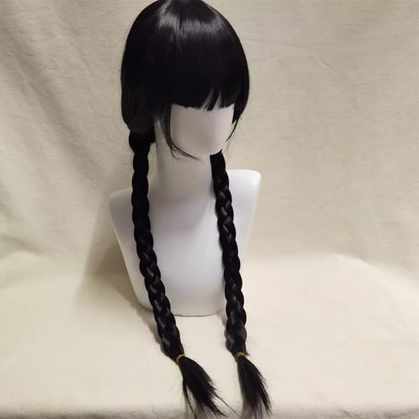 Barne Jenter Onsdag Addams Parykk Lang Rett Midtskill Varme R blackA bangs