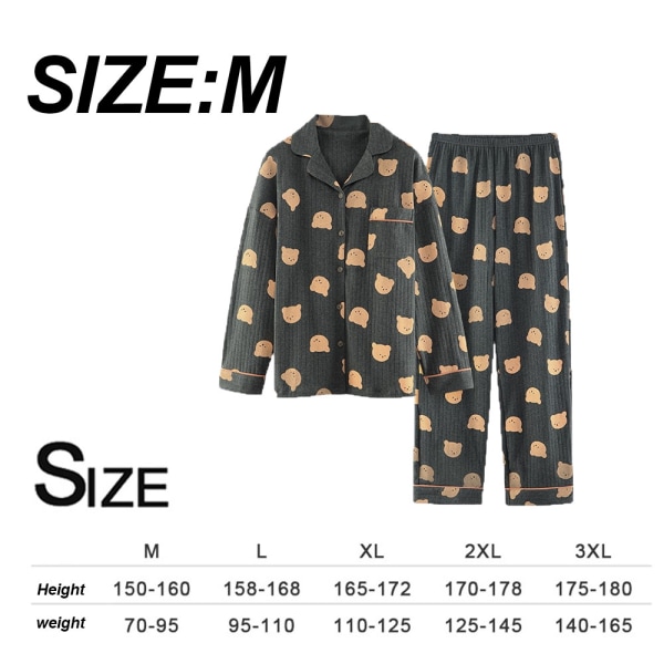 Sovkläder Pyjamas Dam vår och höst bomull långärmad tunn M