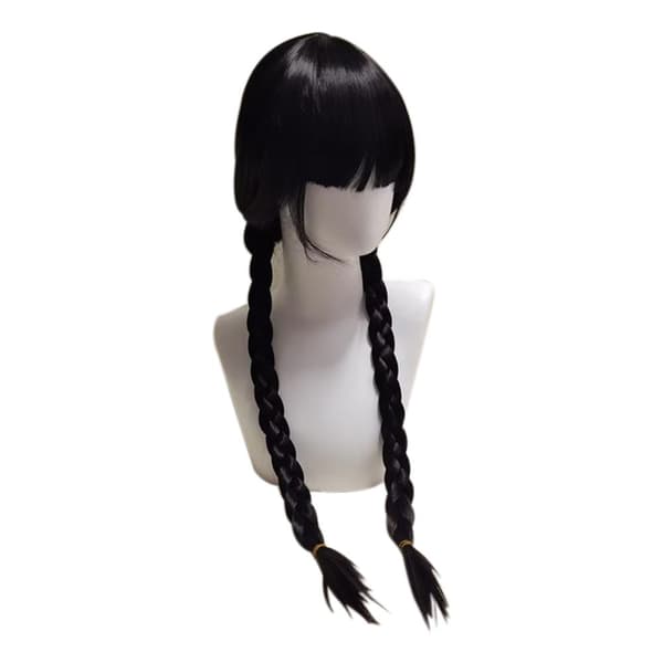 Barne Jenter Onsdag Addams Parykk Lang Rett Midtskill Varme R blackA bangs