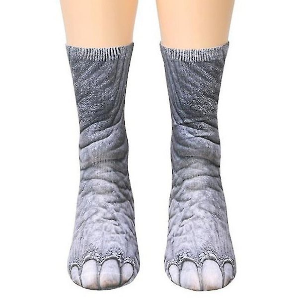 3d Fun Unisex Stretch Print Animal Round Socks Elephant
