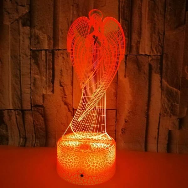 3D Engel Ving Natlampe Illusion 7 Farveskiftende Touch