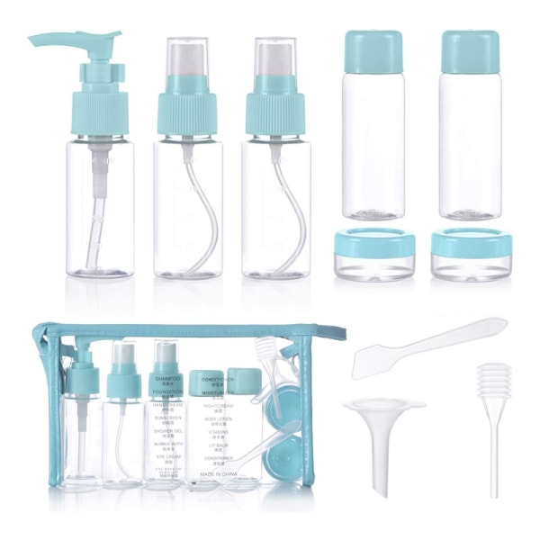 Kosmetisk reseflaska, 10 st tomma reseflaskor, transparent resesprayflaska för vätskor, flygplansresesats för kosmetika, schampo, dusch