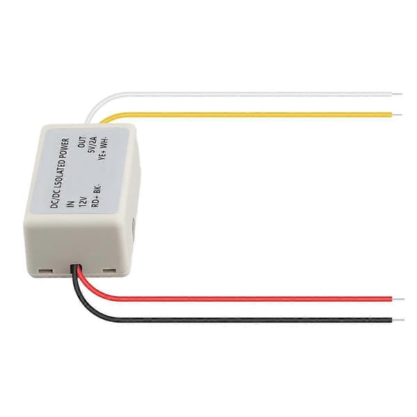DC-DC Isolert Strømmodul DC12V Inngang DC 5V/2A Utgangskonverter Felles Jordisolasjon Anti-Interferens, 12V til 5V/2A