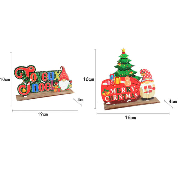 2 Styck Julbordsdekor Trä Gnome Bordsskiva Skylt Trä JOY+tree