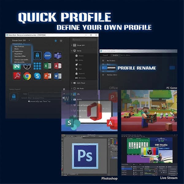 Til StreamDeck Tastatur LCD-knap 15-tast Live Indholdsskabelse Visuel Controller Knap Brugerdefineret til Windows/Android/IOS