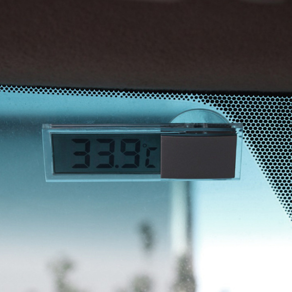 Mini Bil Bil Digital klocka Auto Watch / Automotive Termometer med Sucker null - A