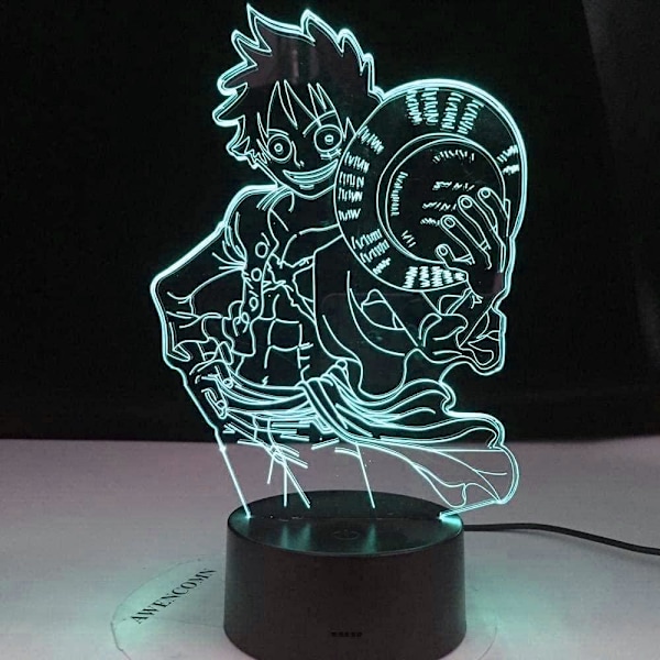 One Piece Luffy 3D Illusion Night Light Lamp Smart Touch, RG