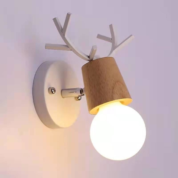 E27 Vägglampor Vägglampor för barn Creative Christmas Antlers Rådjursformade armaturer Lampor som är kompatibla med sovrum, vardagsrum (trä
