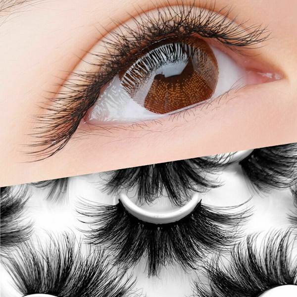 7 par 25 mm ögonfransar Faux lösögonfransar Wispy Extension Ks074 7pair